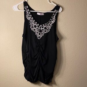 Chic Black Tank Top with Silver Accents